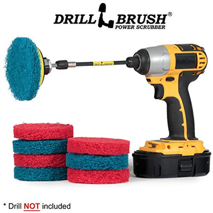 Drill Brush - Drill Attachment - Kitchen - Bathroom - Power Scrubber Pads - Stove - Cleaning Pads - Cooktop - Oven Rack - Kitchen Sink - Bath Mat - Bathroom Sink - Shower Cleaner - Vinyl Flooring - color: 3x Red Pads 3x Blue Pads