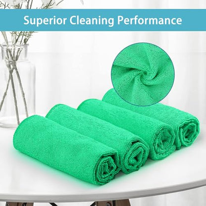HOMEXCEL Green Microfiber Cleaning Cloth, 8 Pack Cleaning Towels for Kitchen, Lint Free, Scratch-Free, Highly Absorbent, and Reusable Cleaning Rags for House, Window and Glass, Cars, 11.5 X11.5 inch - color: Green