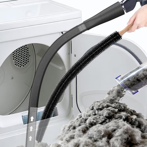 Sealegend Dryer Vent Cleaner Kit - Vacuum Hose Attachment & Lint Brush,Dryer Vacuum Hose Attachment Fit Most Vacuums and Dryer, Refrigerator Coils & Behind Appliances, Black - color: Black