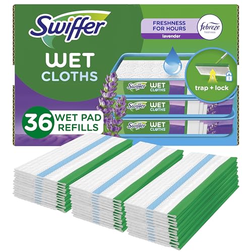 Swiffer Sweeper Wet Mopping Cloth Multi Surface Refills, Mops for Floor Cleaning, Febreze Lavender Scent, 36 Count - size: 36 Count (Pack of 1)
