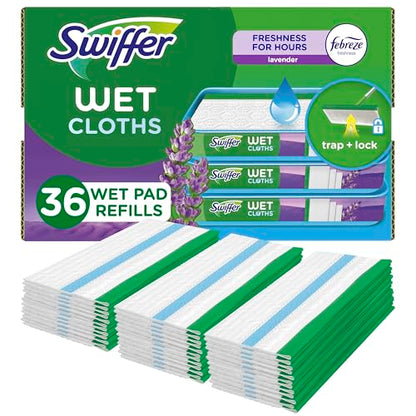 Swiffer Sweeper Wet Mopping Cloth Multi Surface Refills, Mops for Floor Cleaning, Febreze Lavender Scent, 36 Count - size: 36 Count (Pack of 1)