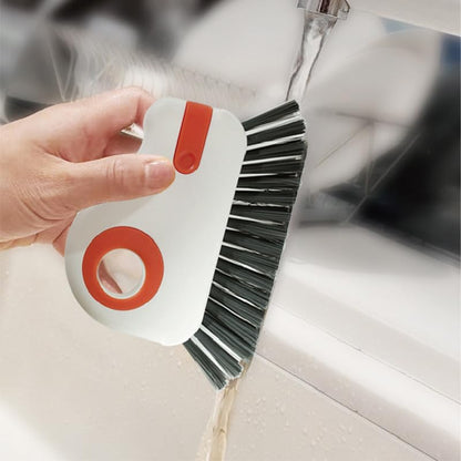 2 in 1 Groove Cleaning Brush Window Track Cleaning Tools, 2025 New Multifunction Hard Bristle Crevice Cleaner Brush with Hidden Scraper, Grout Cleaner Grip Brush for Sliding Door Track - color: White