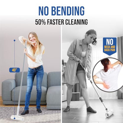 Large Lint Roller with Long Handle – 9.45" Heavy Duty Giant Lint Rollers for Pet Hair – Sticky Roller with Extendable Handle and Refills for Floor, Furniture, Couch, Carpet - size: Large Roller - 9.45" - 450 Sheets