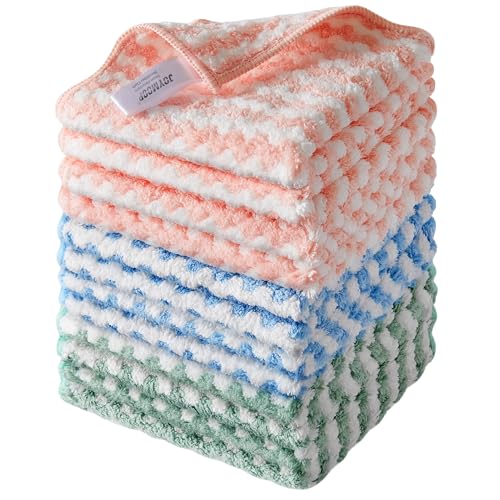JOYMOOP Microfiber Cleaning Cloth, Mixed Color Towels with Edging, Large Size 6 Pack (11.8" x 15.7"), Absorbent Streak Free Lint Free Rags for Cleaning, Reusable and Washable Towels - color: Mixed [Pink+blue+green], size: 15.7"x11.8"