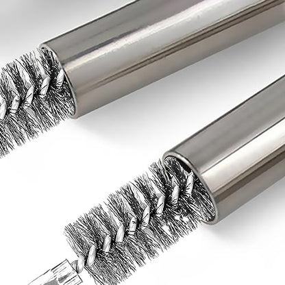 ASNOMY 5Pcs 3/8" Stainless Steel Bore Brush Set - Stainless Steel Bristles Wire Brush with 1/4" Hex Shank - style: 5Pcs 10mm | 3/8" Inch