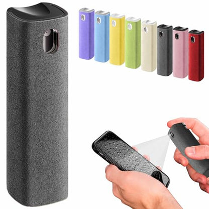 IO CLEAN Mini Screen Cleaner Spray – Finger Proof Screen Cleaner for Smartphones, iPads, MacBooks, Laptops, Car Screens, Touchscreens – 3 in1 Mist Cleaner, Microfiber Cloth and Protective Cover (Grey) - color: Grey
