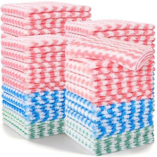 100 Pack Microfiber Cleaning Cloth, Soft Absorbent Rags 10" x 10" Kitchen Towels Double-Sided Wash Cloths for Home House Kitchen Dish Drying Washing Window Cleaning Supplies