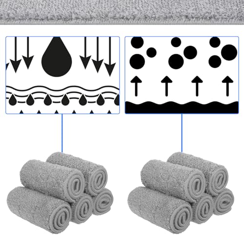 20 Pack 13 * 4.9" Generic Mop Pads Mop Head Refill Washable Wet/Dry Mops Flat Compatible with Most 11-13" Hook and Loop Flat Mops Mop Replacement Pads - color: Grey