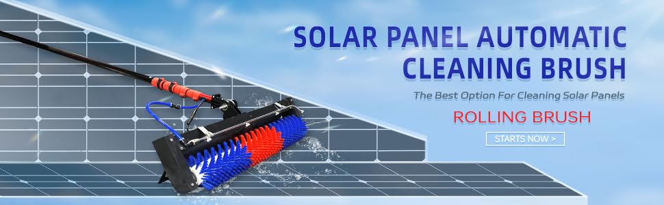 Solar Panel Cleaning Brush and Roller, 24FT Water Fed Pole Cleaning Kit, Adjustable Extension Pole, Window Washing Cleaner Equipment Kit, with Lithium Battery - size: 24FT-battery