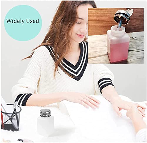 2 Pcs Push Down Liquid Pump Dispenser,180ML Empty Press Pumping Dispenser Bottle Container, for Storing Liquid Alcohol Makeup Nail Polish Remover