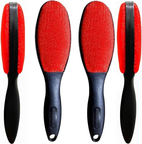 ezclean 4Pack Red Color Lint Brush for Clothes Furniture Couch, Lint Brush Pet Hair Remover for Clothes Brush, Reusable Lint Brushes for Pet Hair,Velvet Brush, Pet lint Brush, Fabric Brush - color: Red