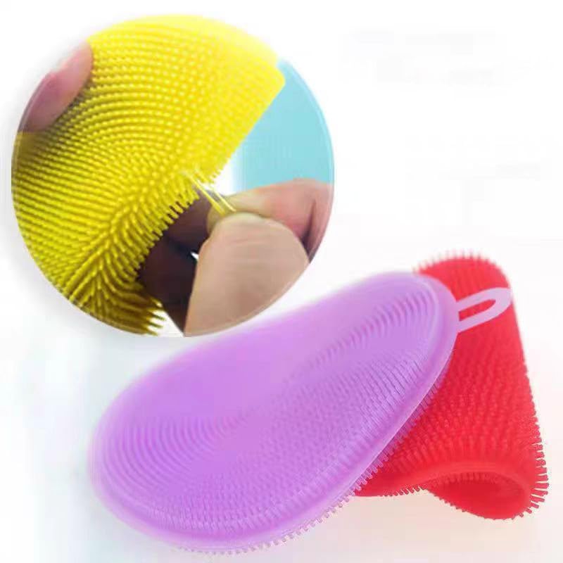 Silicone Dish Scrubber, 12 Count Silicone Sponge Dish Brush, Food Grade BPA Free Reusable Rubber Sponges Dishwasher Safe and Dry Fast, for Kitchen Dish Dishes Fruits Vegetables Washing and Cleaning.
