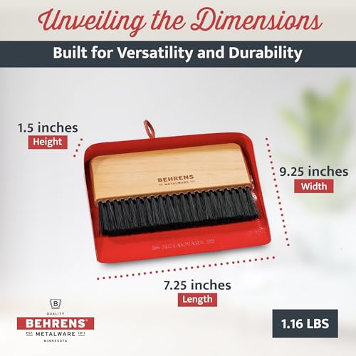 Behrens Red Galvanized Dustpan & Brush Set - color: Red