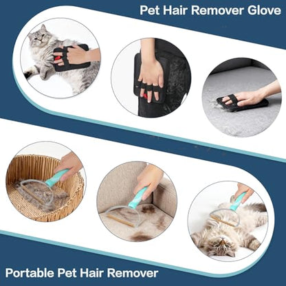 3 in 1 Carpet Rake for Pet Hair Removal, Reusable Pet Hair Remover Broom with 54" Adjustable Long Handle, Dog Cat Carpet Scraper Brush Tool Kit for Cleaning, Dog Fur Broom for Rugs, Mats, Couch