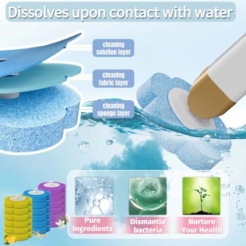 Disposable Toilet Brush with 36 Refills,Toilet Bowl Cleaner,Toilet Cleaning Supplies,Wall Mounted Toilet Wand Brush Kit with Holder for Bathroom Cleaning & Hygiene Bathtub Maintenance - color: Gold