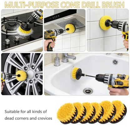 18Pack Drill Brush Power Scrubber Cleaning Brush Extended Long Attachment Set All Purpose Drill Scrub Brushes Kit for Bathroom, Car Detailing, Carpet, Tile Grout, Sinks, Corners