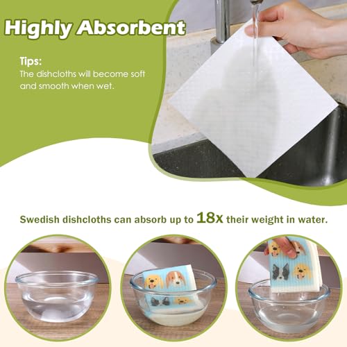6 Packs Swedish Paper Cloths for Kitchen, Reusable Paper Towels Washable Dish Rags, Highly Absorbent Kitchen Towels Quick Drying Swedish Sponge Cleaning Dish Cloths(Dogs Feet) - color: Dogs Feet