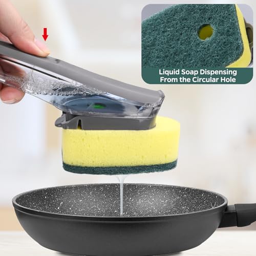 Sponge Dishwand Brush Refills for Scotch-Brite Dishwand - 10 Pack Dish Soap Non-Scratch Brush Refills for Nonstick Pots and Pans, Glass & Tubs（Green - color: Green-10pack