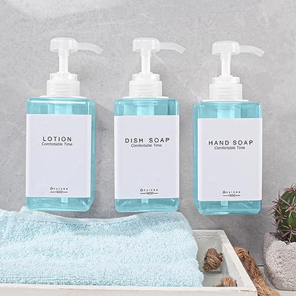 Refillable Shampoo and Conditioner Bottles for Shower Wall,Shampoo and Conditioner Dispenser with Pump No Drill (3 Bottles 3 Wall Mounts-Teal) - color: 3 Bottles 3 Wall Mounts-teal