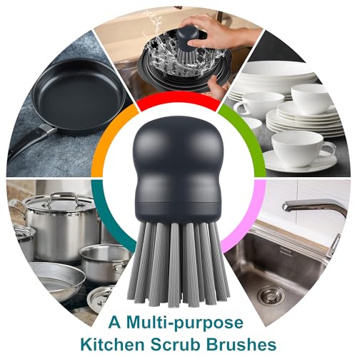 Mini Dish Brush for Cleaning Chicken Shredder, Palm Brush Dish Scrubber with Ergonomic Grip, Kitchen Brush for Washing Dishes, Pans, Pots, Sink (1, Gray) - color: Gray