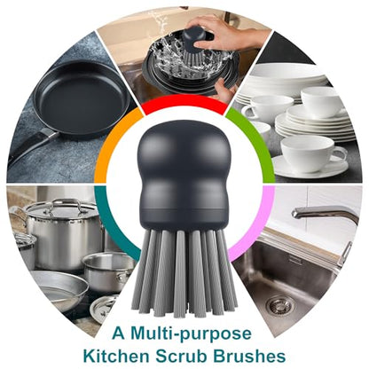 Mini Dish Brush for Cleaning Chicken Shredder, Palm Brush Dish Scrubber with Ergonomic Grip, Kitchen Brush for Washing Dishes, Pans, Pots, Sink (1, Gray) - color: Gray