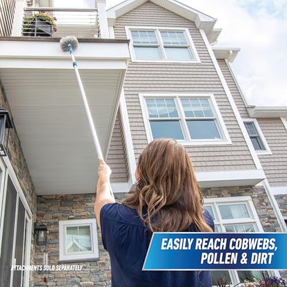 Unger Professional Connect and Clean 6’-12’ Aluminum Telescopic Extension Pole with Locking Cone and Quick-Flip Clamp, Compatible with Cleaning Tool Attachments, Indoor and Outdoor Use - size: 6 - 12 Foot