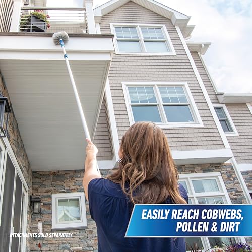 Unger Professional Connect and Clean 6’-12’ Aluminum Telescopic Extension Pole with Locking Cone and Quick-Flip Clamp, Compatible with Cleaning Tool Attachments, Indoor and Outdoor Use - size: 6 - 12 Foot