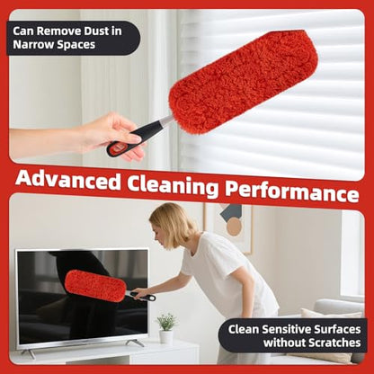 Reusable Microfiber Duster Refills Compatible with MR.SIGA & OXO Dusters – Washable Duster Replacement Heads for Scratch-Free Dust and Hair Cleaning (Included Microfiber Cleaning Cloth & Laundry Bag)