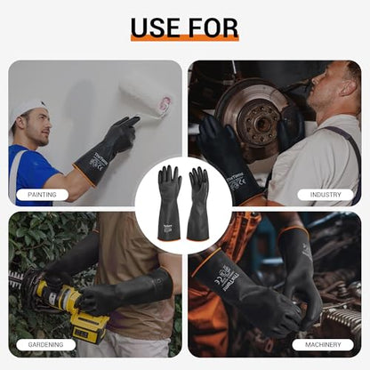 ThxToms Heavy Duty Chemical Resistant Latex Gloves, Waterproof Rubber Gloves, Puncture Resistant, Acid Oil & Alkali Resistant for Industrial Cleaning, Gardening, 18", 1 Pair - color: 18"