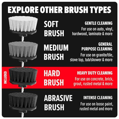 Dirt Devil Hard Bristle Cleaning Brush Set, 2 Piece, 2" and 3.5" Brushes Included, for Use on Brick, Grout, Cast Iron and More, Heavy Duty Cleaning, Scrubber Brush Drill Attachment for Cleaning - style: Hard Bristle Brush