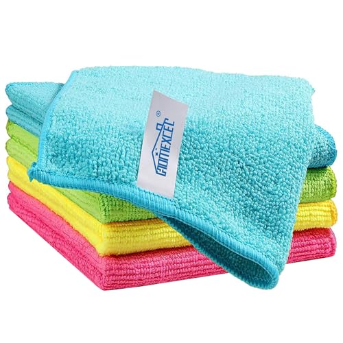 HOMEXCEL Microfiber Cleaning Cloth, 5 Pack Cleaning Towels for Kitchen, Lint Free, Scratch-Free, Highly Absorbent, and Reusable Cleaning Rags for House, 11.5 X11.5 inch (Green/Blue/Yellow/Pink) - color: Multicolor