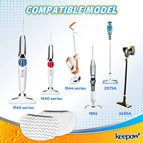 KEEPOW Steam Mop Replacement Pads 2 Pack Compatible with Bissell Powerfresh Steam Mop 1940 1806 1544 2075 2685A 2181 2814 Series 19402 19404 19408 19409 1940A 1940F 1940Q 1940T 1940W B0006 B0017 2075A - color: 1+1 Pack