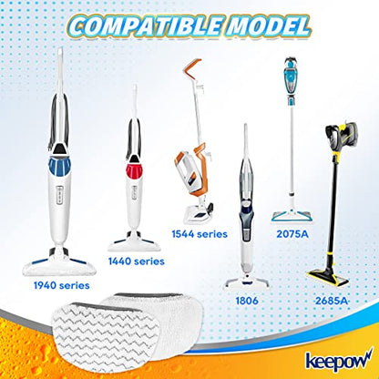 KEEPOW Steam Mop Replacement Pads 2 Pack Compatible with Bissell Powerfresh Steam Mop 1940 1806 1544 2075 2685A 2181 2814 Series 19402 19404 19408 19409 1940A 1940F 1940Q 1940T 1940W B0006 B0017 2075A - color: 1+1 Pack
