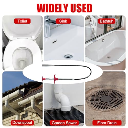 Drain Snake Hair Clog Remover Tool - Sink Drain Cleaner for Sewer Kitchen Bathroom Shower Tub Toilet Clogged Drains Opener Cleaning Tool, Flexible Grabber Claw Pick Up Reacher Tool