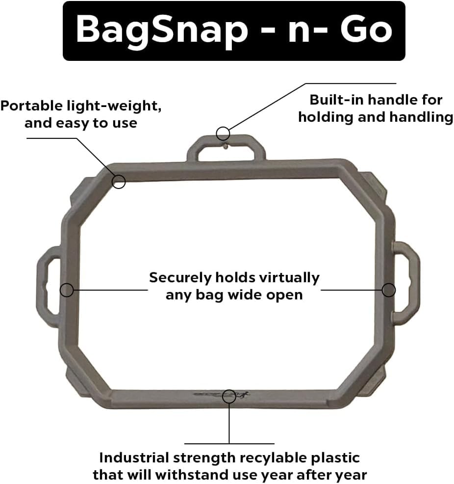 Large SnapRing Trash Bag Holder | Heavy Duty Garbage Opener Frame for 33–95 Gallon Contractor Lawn Leaf Bags | Outdoor Yard Cleanup Tool - size: Large