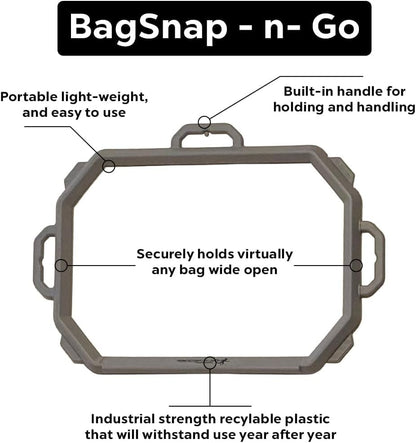 Large SnapRing Trash Bag Holder | Heavy Duty Garbage Opener Frame for 33–95 Gallon Contractor Lawn Leaf Bags | Outdoor Yard Cleanup Tool - size: Large