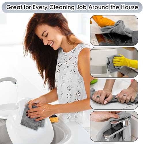 85 Pack Reusable Tear Away Microfiber Cleaning Cloth Roll, 10" x 10" Value Pack Kitchen Towels Washable Cleaning Rag Towels Multi-Purpose Microfiber Dish Cloths for Auto, House, Garage, Kitchen - color: Grey, style: 85 PCS