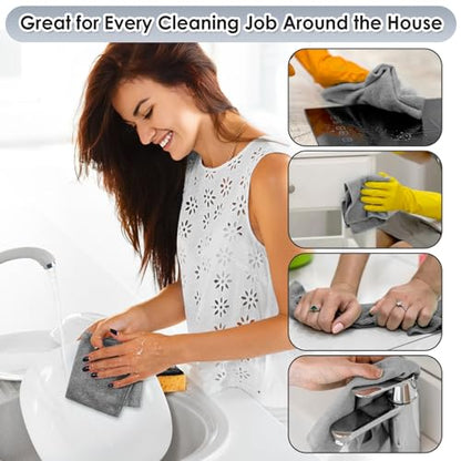 85 Pack Reusable Tear Away Microfiber Cleaning Cloth Roll, 10" x 10" Value Pack Kitchen Towels Washable Cleaning Rag Towels Multi-Purpose Microfiber Dish Cloths for Auto, House, Garage, Kitchen - color: Grey, style: 85 PCS