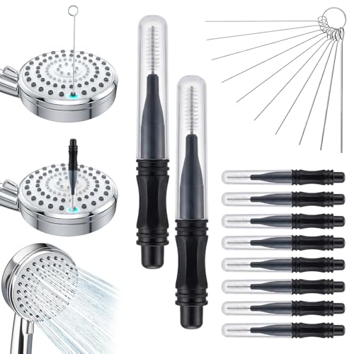 Shower Head Cleaning Brush for Small Holes, 10 Pack Multifunctional Crevice Cleaner with Nylon Bristles for Bathroom Accessories, Sink Faucet & Phone Speaker Grille (Black-10pcs) - color: Black-10pcs