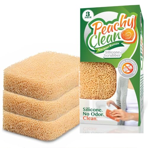 Peachy Clean Silicone Dish Sponge Scrubbers, Unscented Freshness, Non-Scratch, Odor-Resistant, Durable Dish Sponges for Kitchen 3pk - color: Unscented, size: Pack of 3