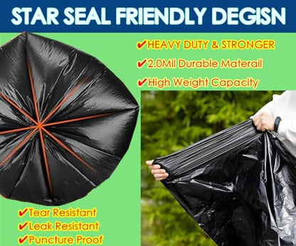 55 Gallon Trash Bag, 66 Count Garbage Trash Bags, 2.0 Mil Heavy Duty 40 x 47" Large Black Plastic Trash Can Liners Huge for Construction Industrial Yard Outdoor Commercial - size: 1 Count (Pack of 66)