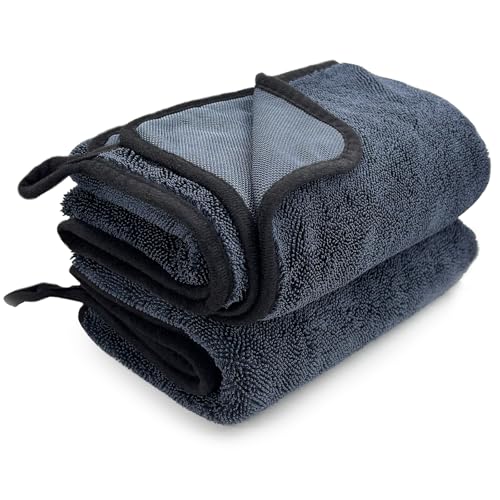 2 PCS Microfiber Towels, 35"×23" Extra Large Drying Towel Leaves No Streaks Spots Scratches, Ultra Absorbent Lint Free Washing Cloth for Car Office Kitchen Window Cleaning