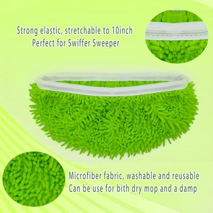 Reusable Microfiber Mop Pads Washable Wet Pads Compatible with Swiffer Sweeper Refills Pads for Wet & Dry Sweeping Cloths Mop Head Replacement for Household Cleaning (Green 4PCS) - size: Green 4PCS