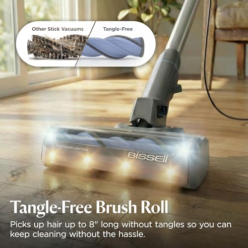 Bissell PowerClean FurFinder Corded Stick Vacuum, Tangle-Free Brush Roll, 30-Foot Power Cord, Self-Standing, HEPA Filtration, Bright Headlights, 4282K - style: PowerClean FurFinder Corded