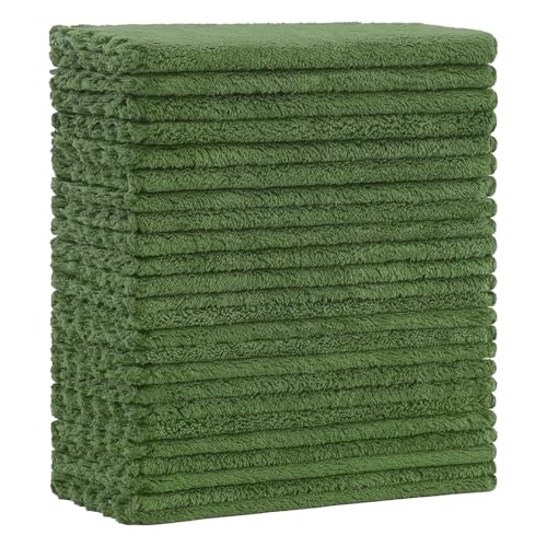Kitinjoy 24 Pack Kitchen Cloths Dish Towels (7" x 9", Grass Green), Super Soft and Absorbent Dish Cloths, Nonstick Oil Fast Drying Coral Velvet Microfiber Cleaning - color: Grass Green, style: 7 x 9 inch- 24 Pack