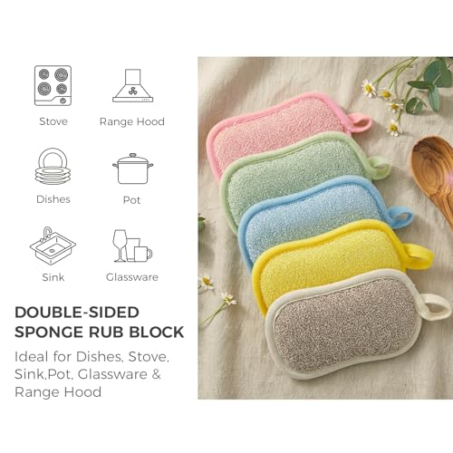Dual Sided Kitchen Sponges and Scrubbers 10-Pack, Microfiber Non-Scratch Scouring Pads for Dishes, Pots, Pans, Stainless Steel, Glass Cooktops & Countertops