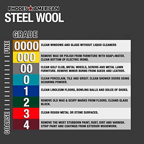Homax 33873161073 Steel Wool, 16 pad, Extra Coarse Grade #4, Rhodes American, Heavy Duty Steel Wool (Packaging May Vary) - size: 16 Pads, style: Extra Coarse Grade #4