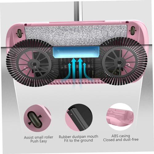 Carpet Cleaner Brush, 2 in 1 Manual Vacuum Sweeper, 180 Degree Rotating Sweeping Mop, Hand Push Sweeper, Home Cleaning Tool for Cleaning Pet Hair, Loose Debris, Lint (Pink) - color: Pink