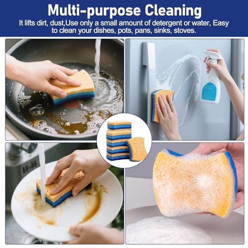 6Pcs Cleaning Sponges, Non-Scratch Scrub Dish Sponge Safe on Non-Stick Cookware, Dual Sided Cleaning Sponges for Kitchen, Household, Bathroom(Irregular,Blue) - color: Irregular,blue