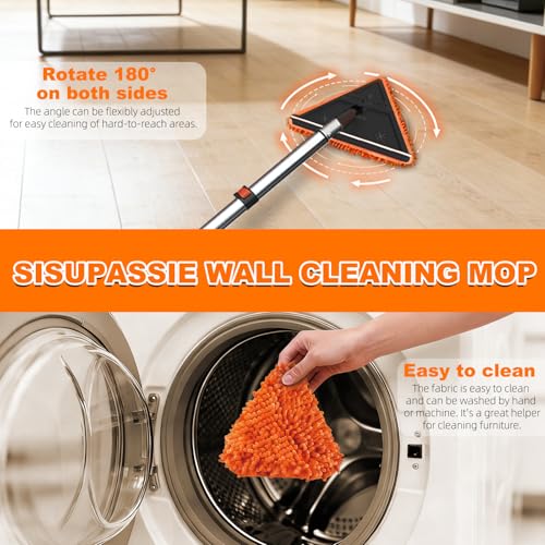 SISUPASSIE 24FT Duster Cleaner Kit, Dusters for Cleaning with Extension Pole, Baseboard & Wall and Window Cleaner Mop for Fan Blades, High Ceiling and Cobweb - size: 24FT